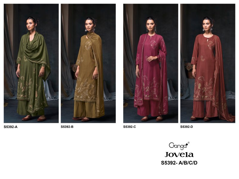 Jovela 5392 By Ganga Wool Pashmina Dress Materials